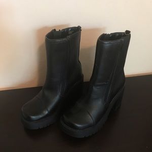 Black Chunky Heel Boots